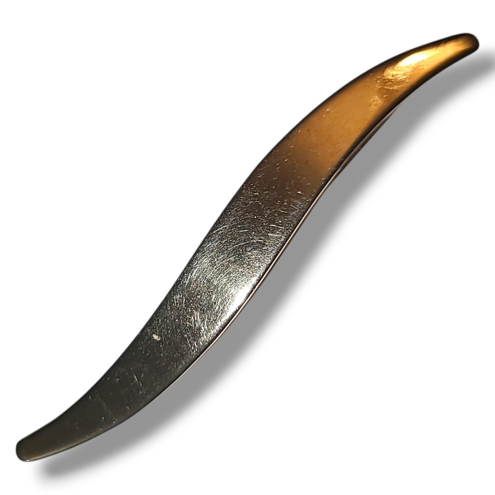 Vintage Rivera Gold Tone Curved Metal Barrette Hair Clip Signed 3"‎
